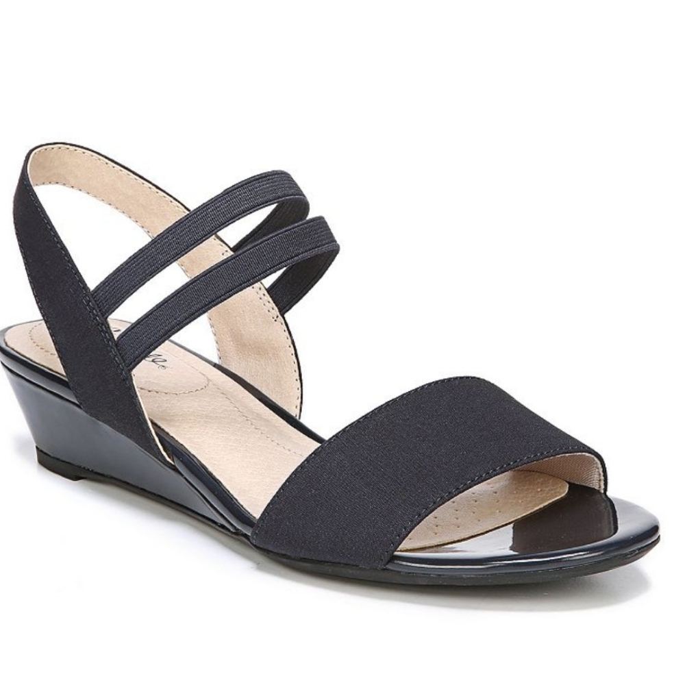 LifeStride Yolo Black Wedge Sandals NEW